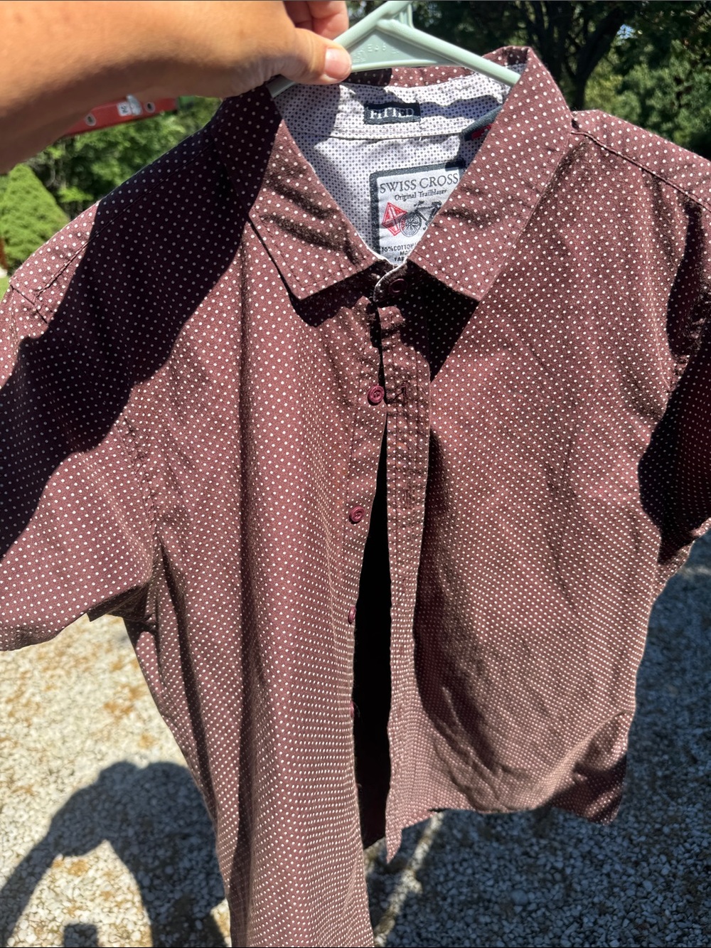 Men's Burgundy Micro Dot Button-Down Shirt